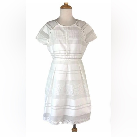 Cremieux Ryan Dress Botanic Bouquet White Full Skirt Semi Sheer Dress M (bin J) - Picture 1 of 13